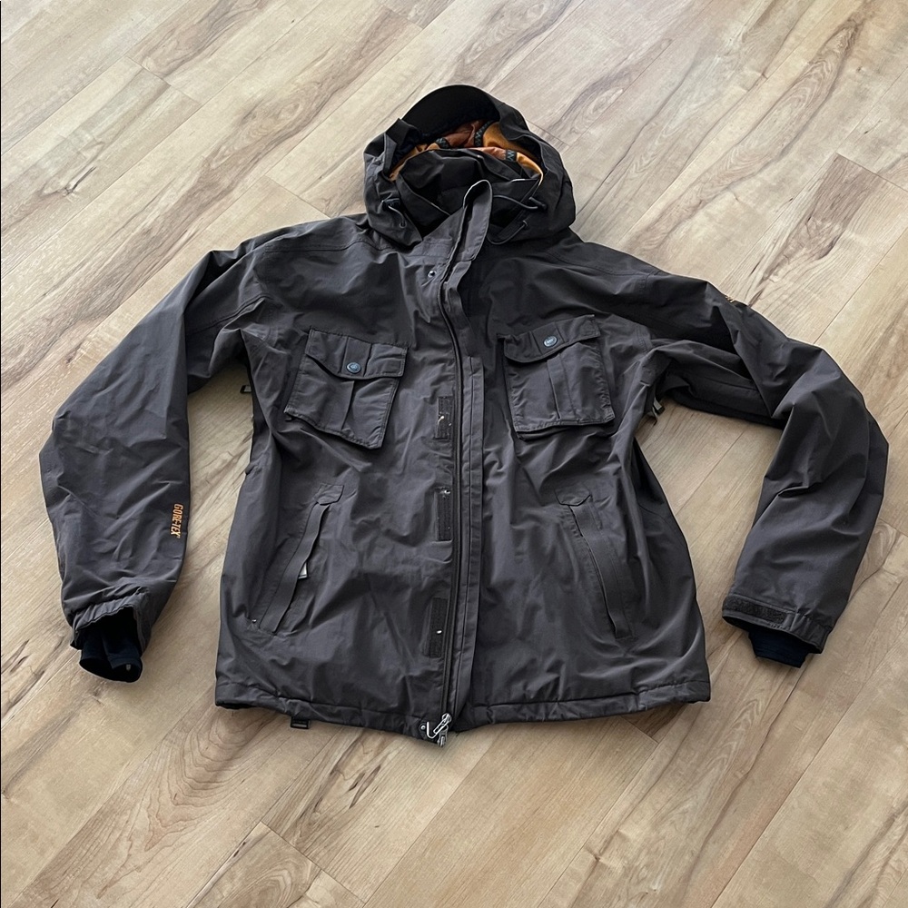SESSIONS Dark Brown Hooded Ski Jacket